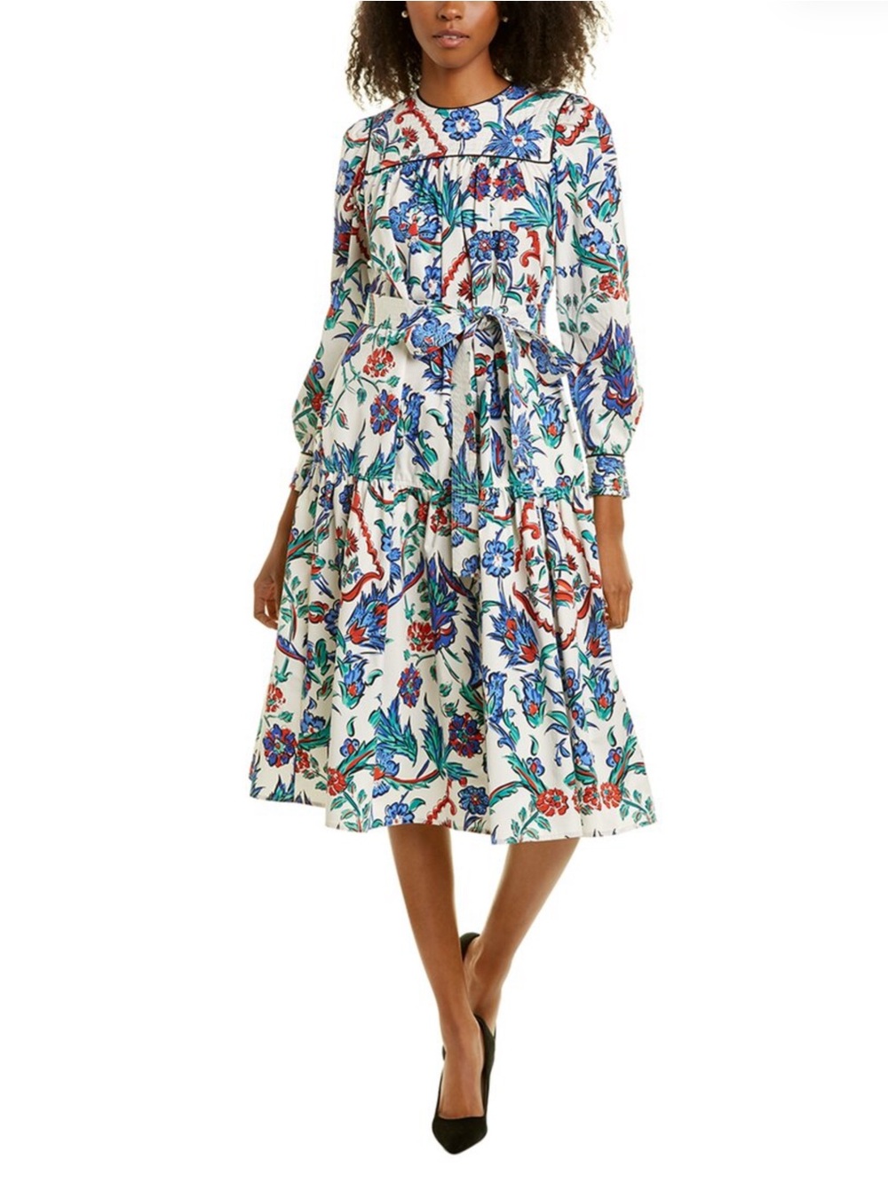Tory Burch Quilted Yoke Midi Dress Porcelain 6